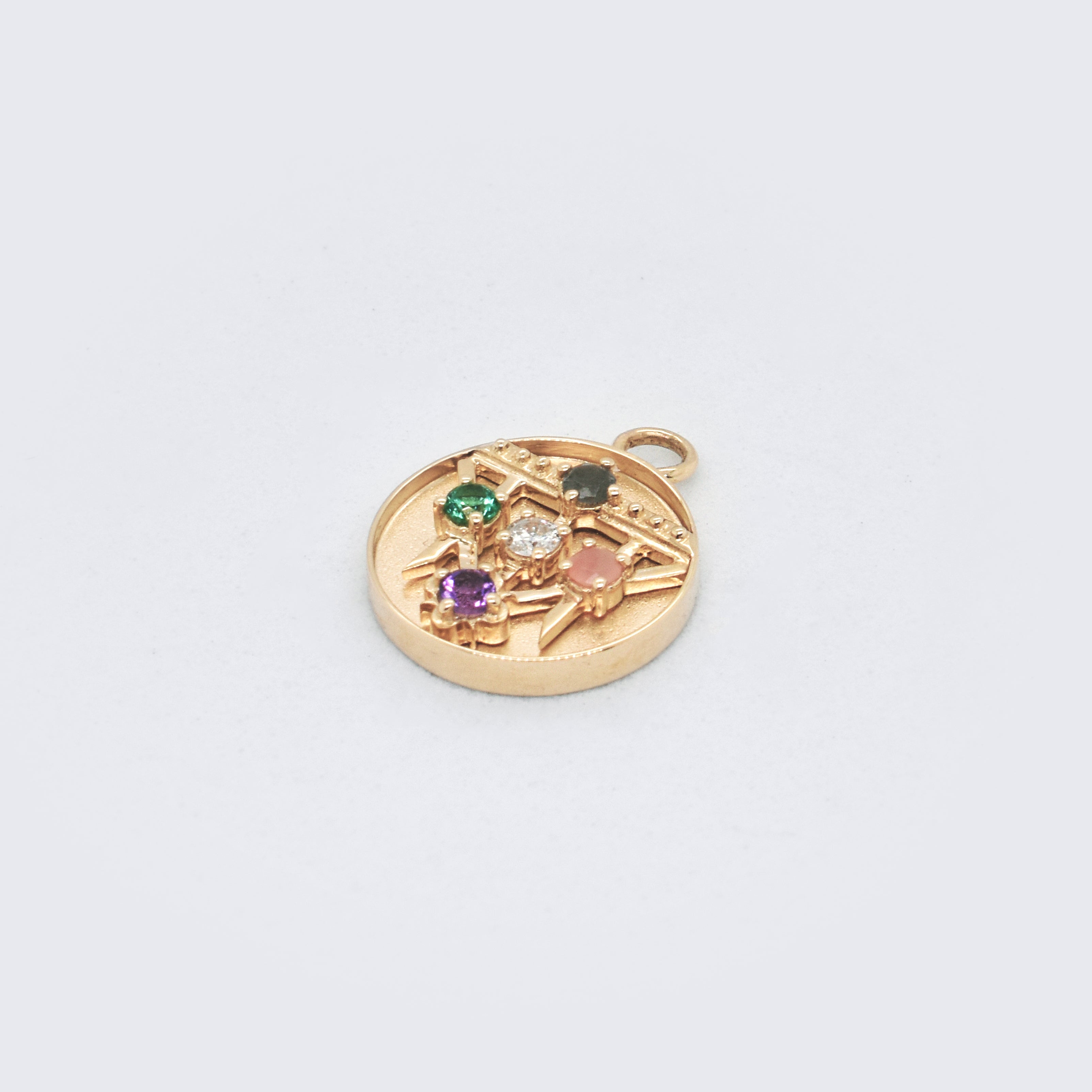 Small Lace Shield Medallion - "Love" - 4 Stones - Eliza Page