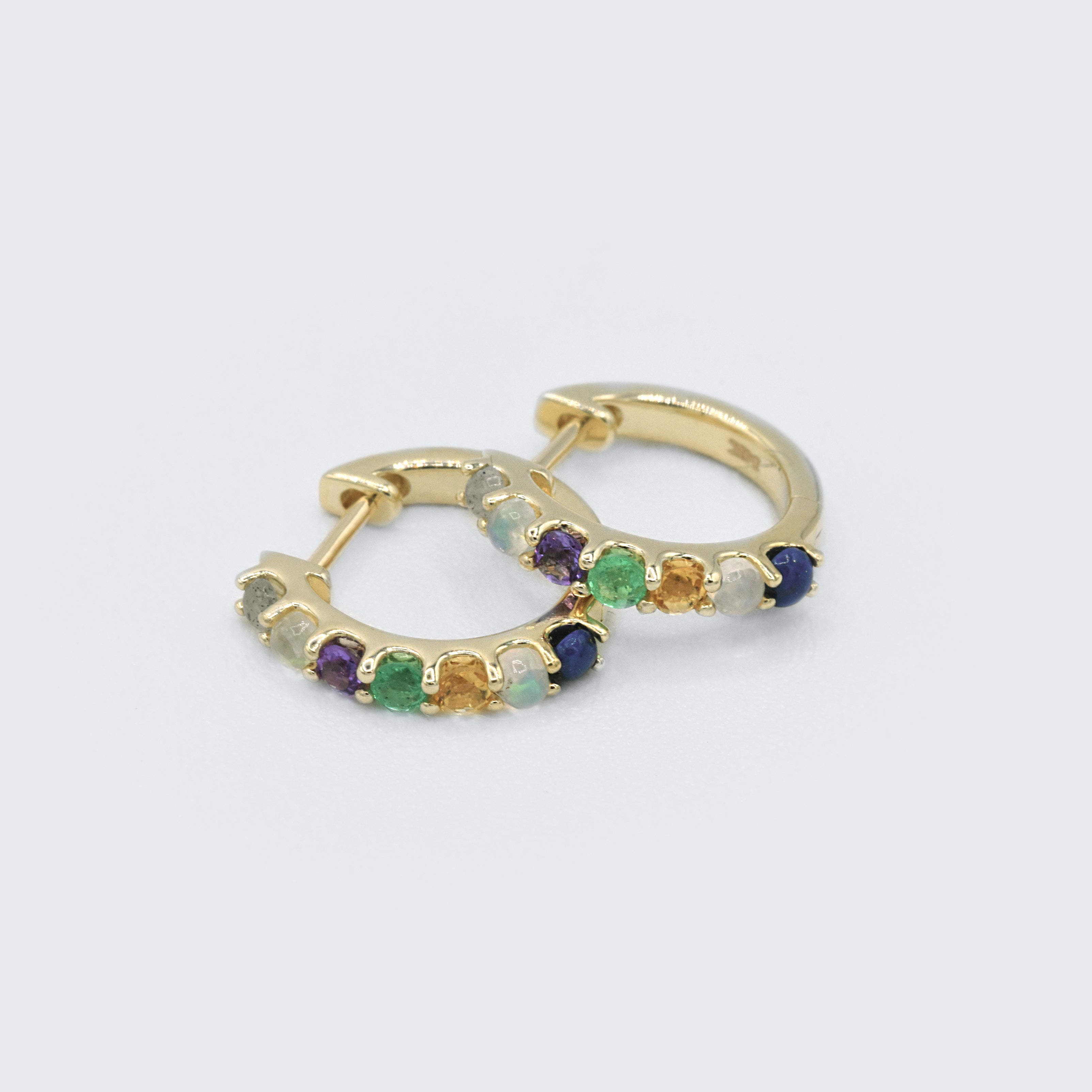 Petite "Love You" Gemstone Huggies - 7 Stones - Eliza Page