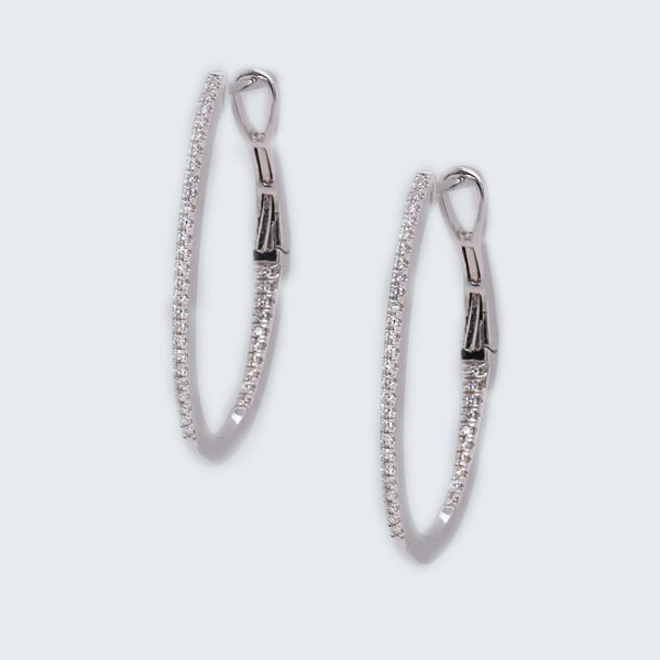Diamond Oval Hoop Earrings - Eliza Page