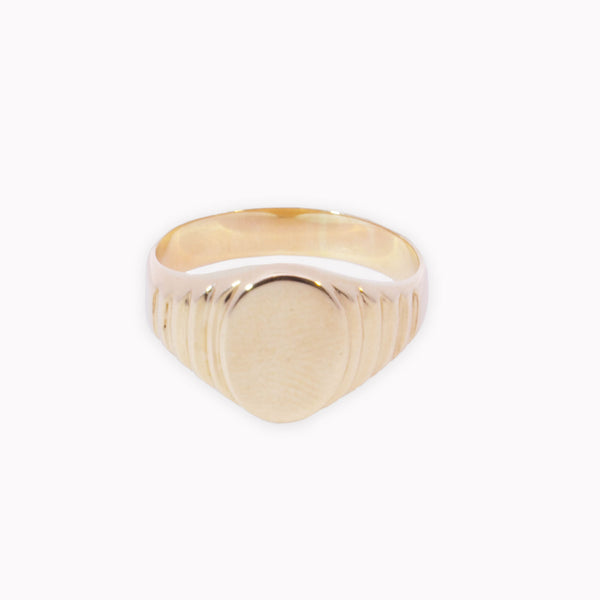 Engravable Textured Signet Ring