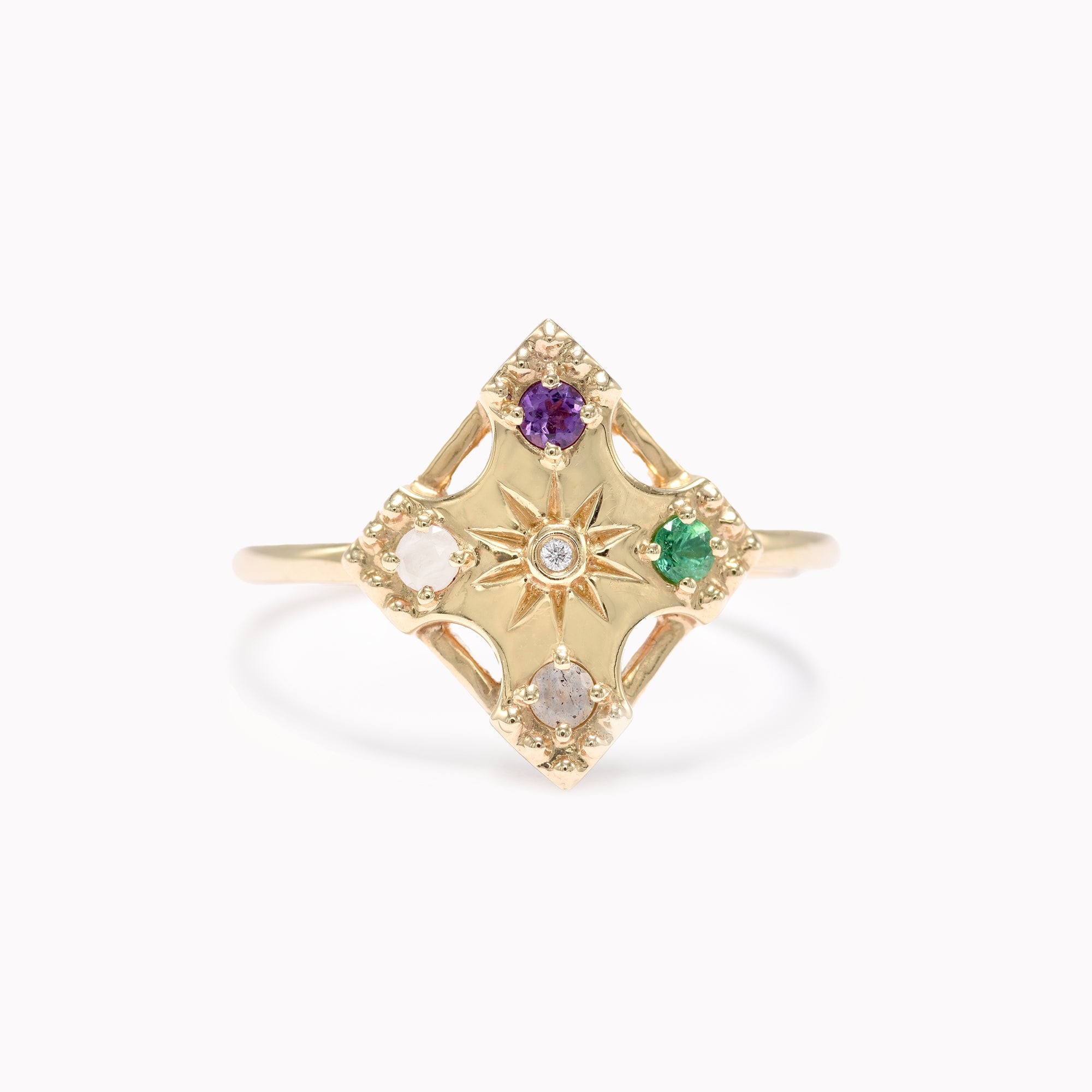 Harmony Gemstone Ring - "Love" Message - White Opal - 4 Stones