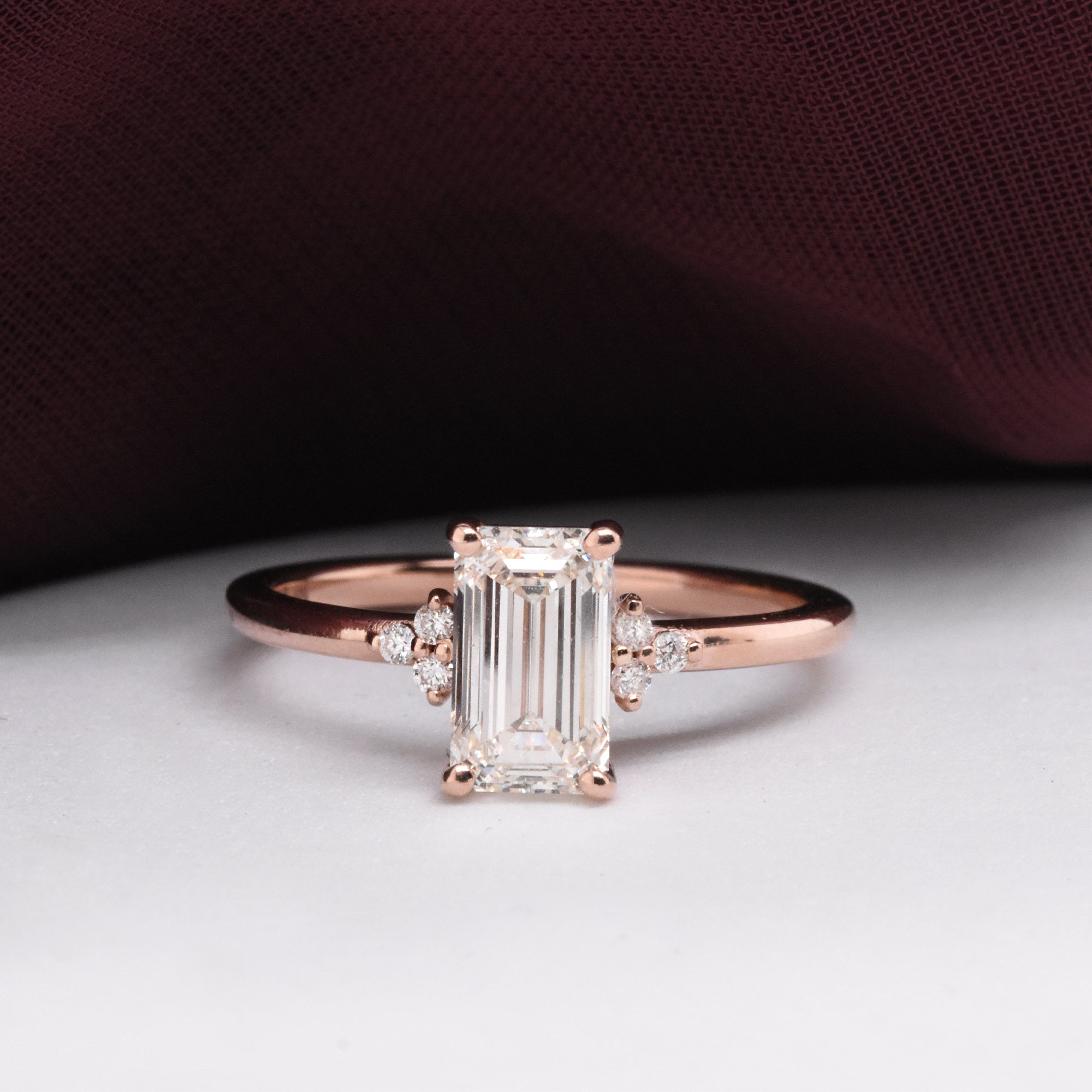 Emerald-Cut White Diamond in The Anne Setting