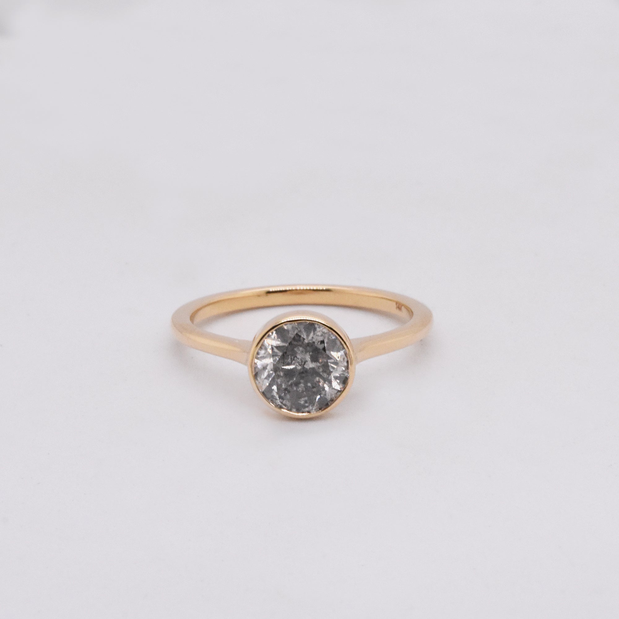1.34ct Round Natural Salt & Pepper Diamond in The Jane Setting
