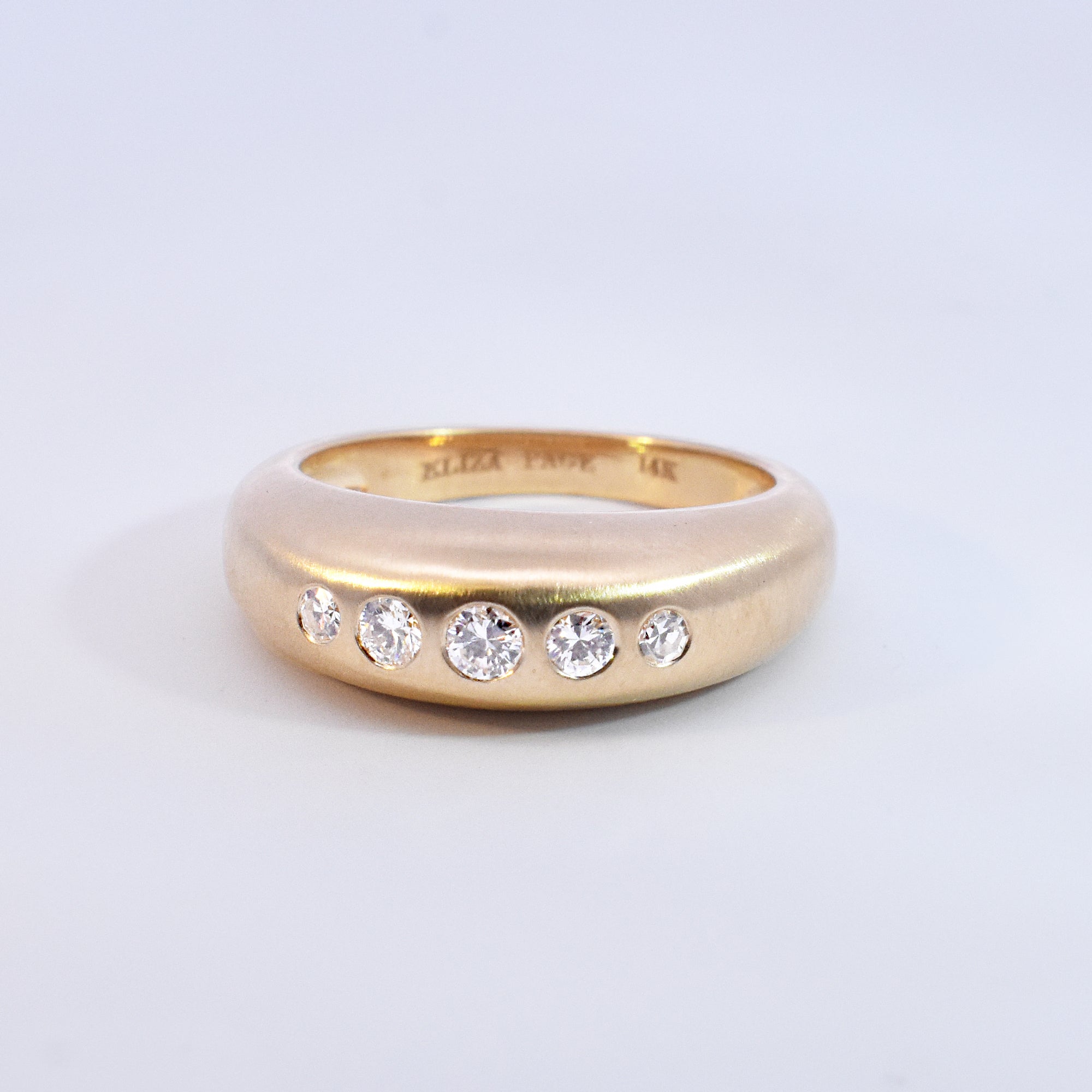 0.23ct Five Tapered Heirloom Round White Diamonds on a Satin Finish Dome Ring