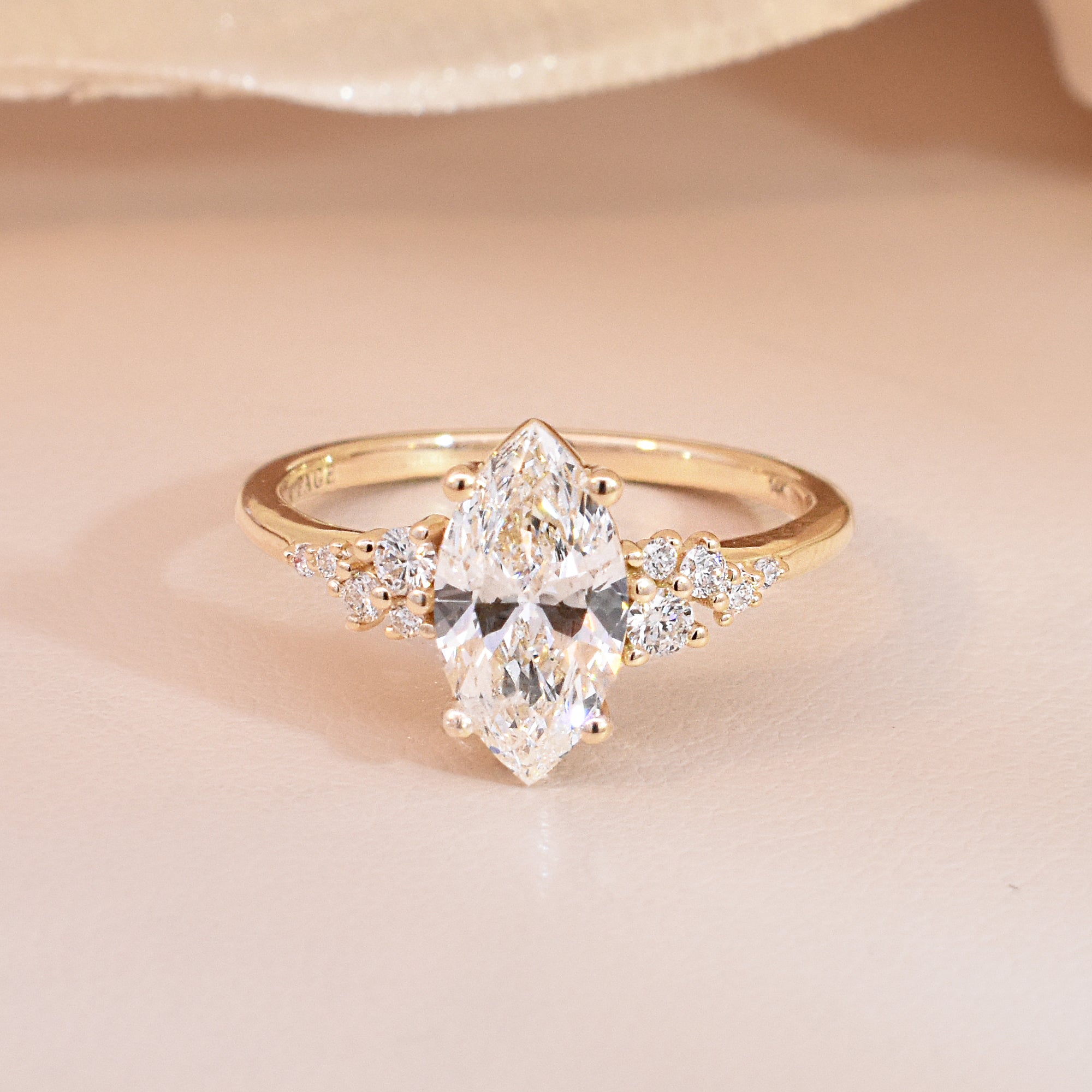 3.34ct White Diamond Marquise Center Stone with 1.13ct Lab-Grown Accent Diamonds in EP Anne Base w/ Finley Setting Side Stones