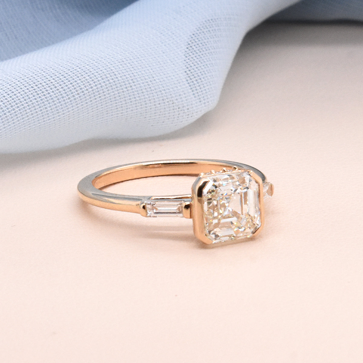 1.80ct Asscher-Cut Diamond Featuring a Hidden Halo and Side Diamond Baguettes