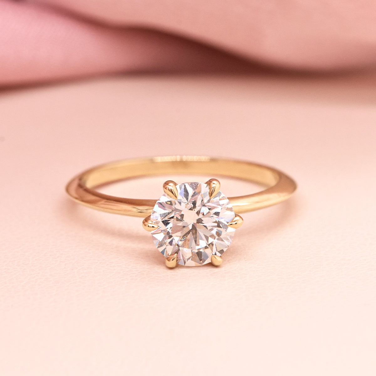1.51ct Lab Grown Round White Diamond Six Prong Solitaire with Hidden Diamond Accents on a Knife Edge Band in EP Egan Setting