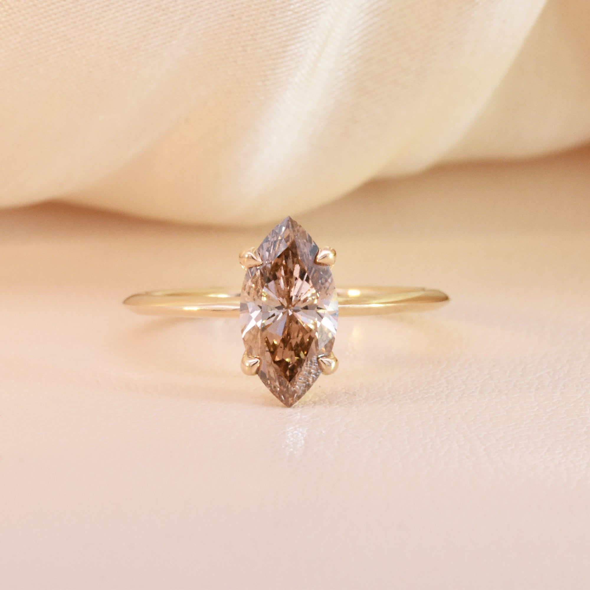 1.14ct Marquise Champagne Diamond on a High Polish Knife Edge Band