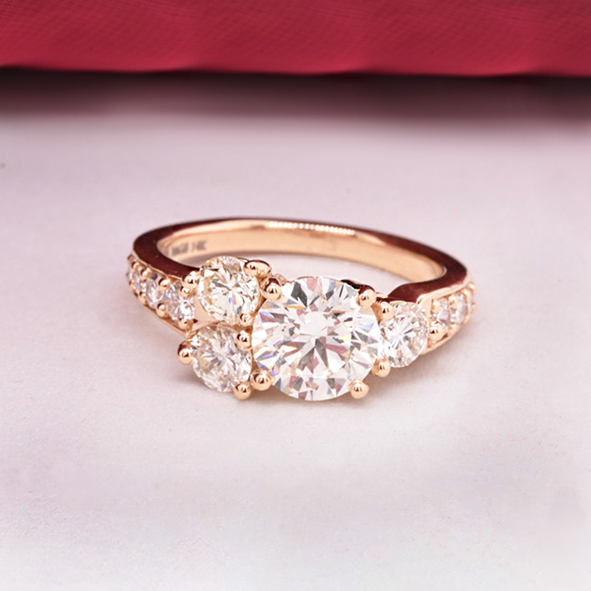 Heirloom Diamond Cluster Ring with Graduating Diamond Accents