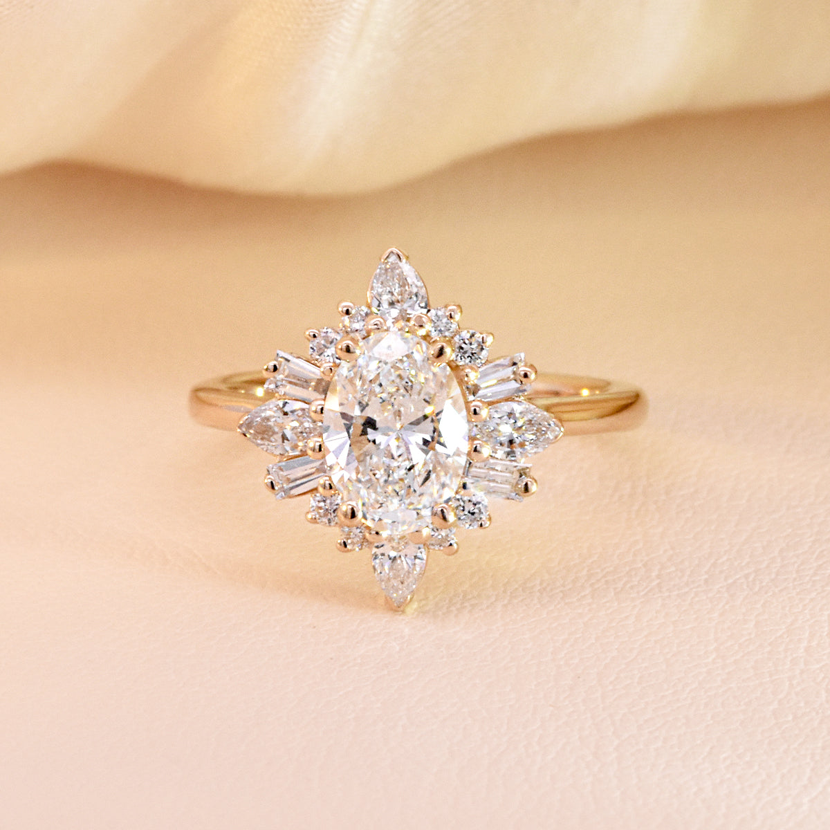 .82ct Lab Grown Oval Diamond with Marquise, Pear, Tapered Baguette, & Round Diamonds
