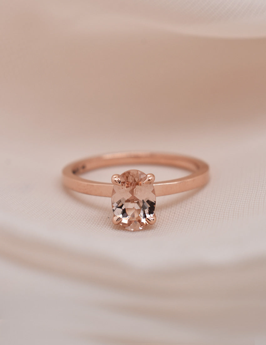 1.5mm Oval Morganite in a 14k Rose Gold Setting