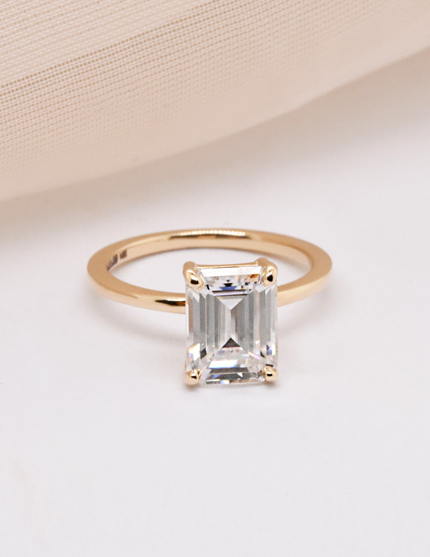 Emerald-Cut White Diamond in the Emma Setting