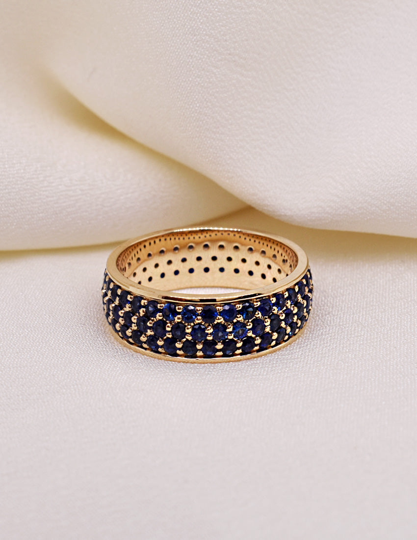 2.85ctw Pave Blue Sapphire Men's Cigar Band