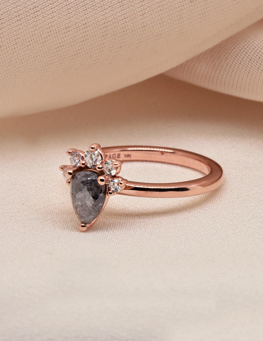 1.63ct Pear Salt & Pepper Diamond in The Evelyn Setting