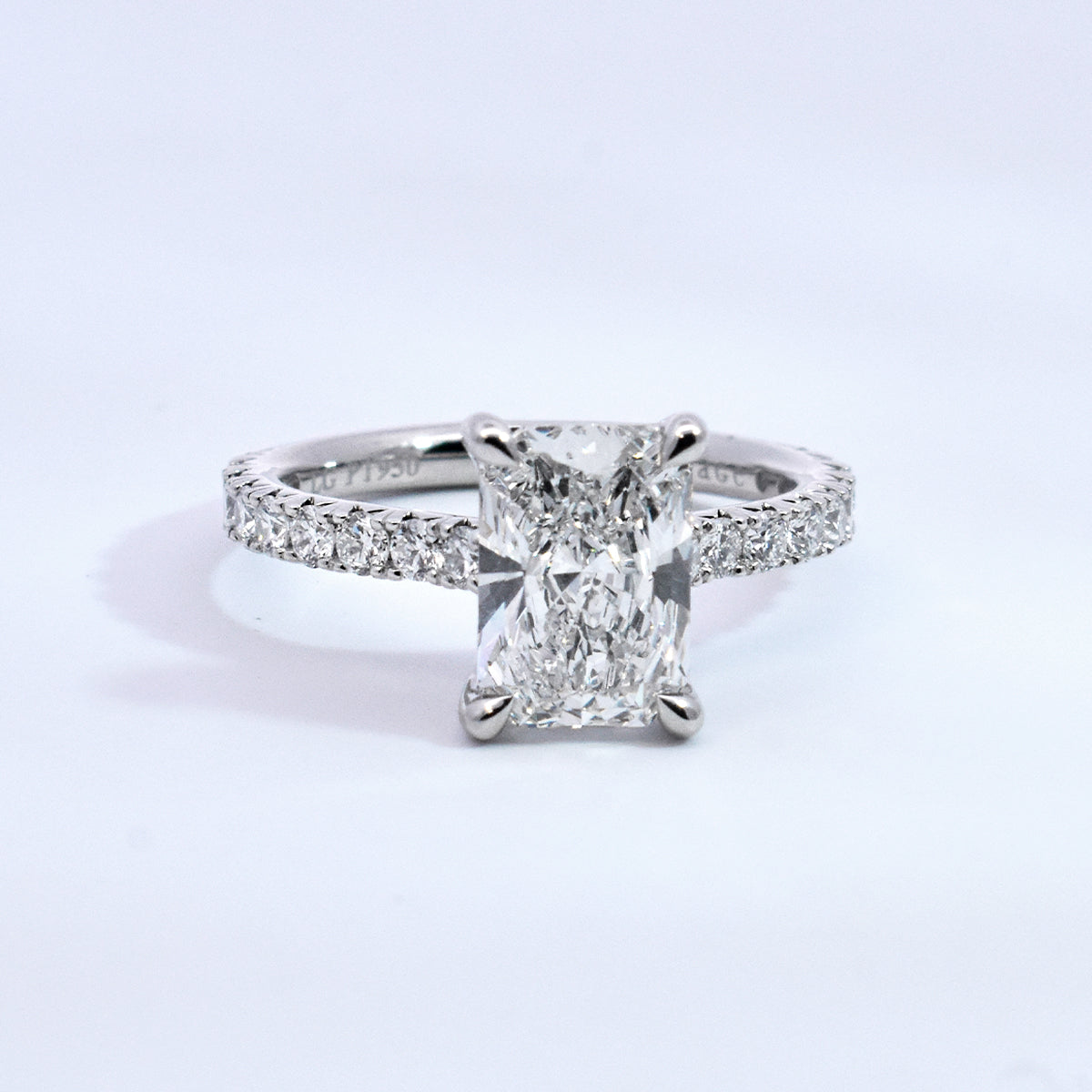 2.15ct Radiant-Cut Lab-Grown Diamond with French Set Diamonds in Platinum