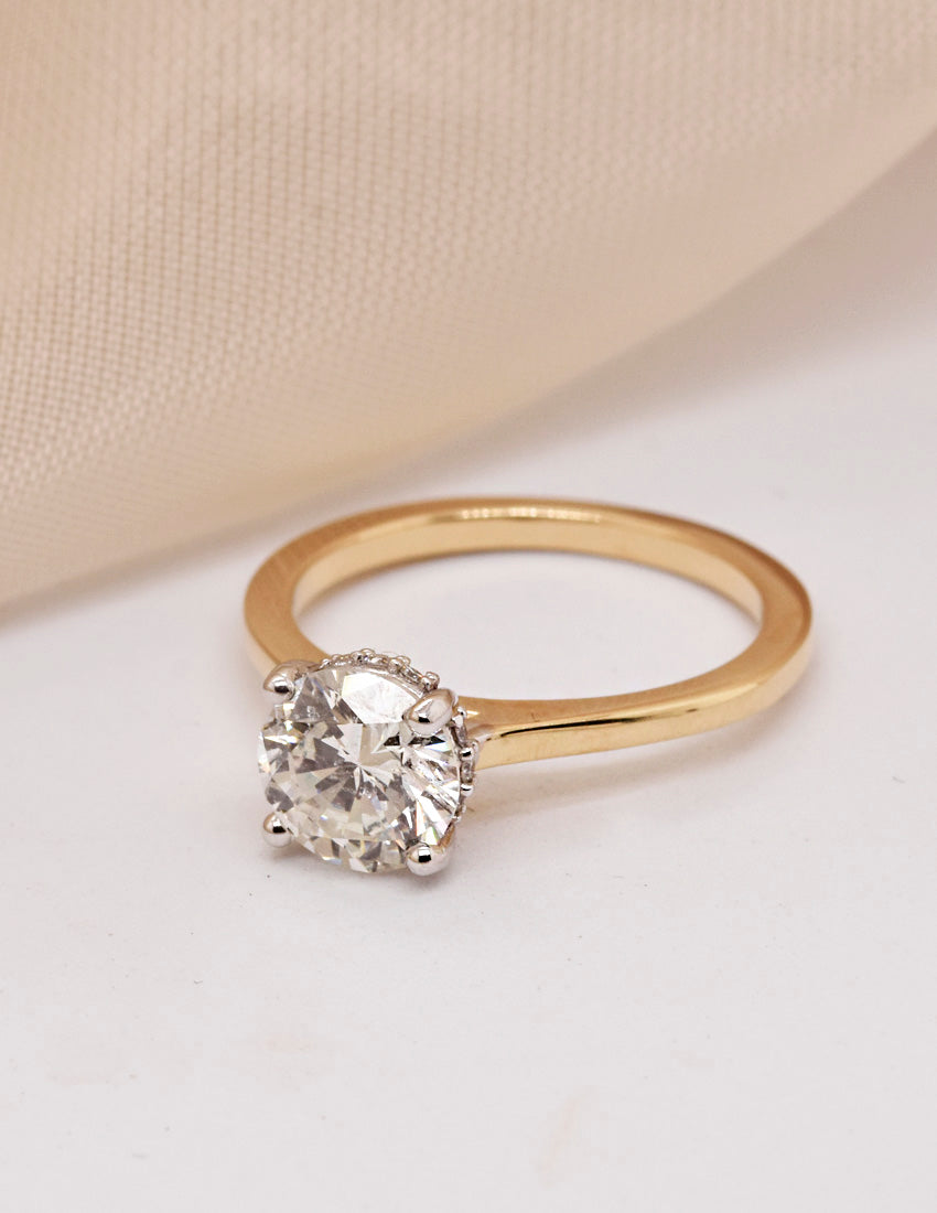 1.33ct Heirloom Round White Diamond in the Marjorie Setting with 14k White Gold Prongs