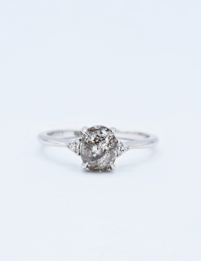 1.32ct Oval Salt & Pepper Diamond in The Anne Setting