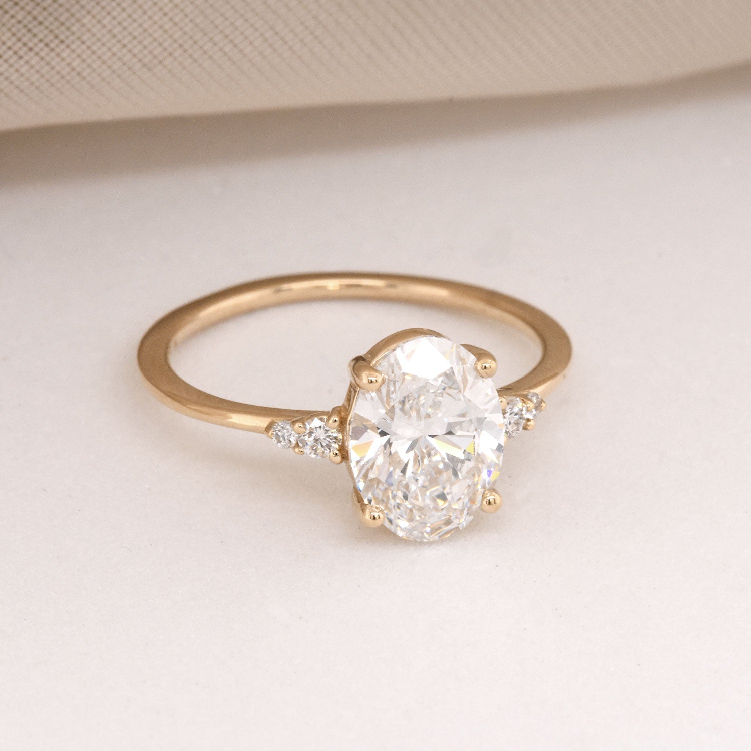 1.70ct Lab-Grown Oval White Diamond with Graduating Round White Diamonds