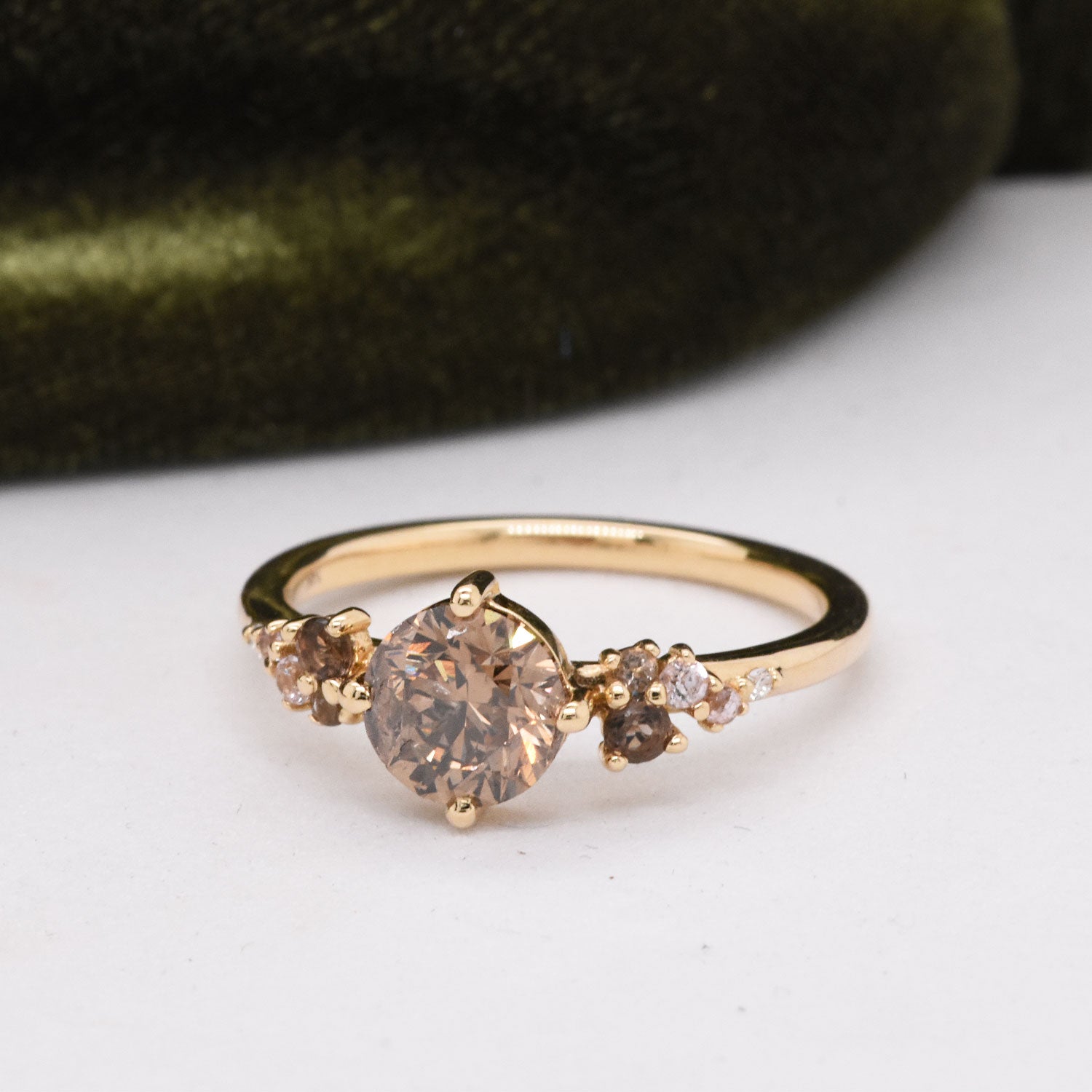 Heirloom Champagne Diamond in The Finley Setting with Smokey Topaz, Pink Sapphire, and Lab-Grown White Diamonds