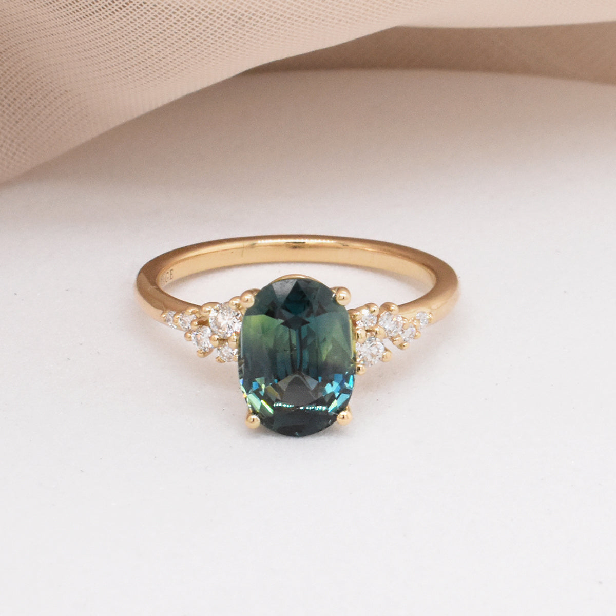 2.28ct Oval Teal Sapphire in EP Finley Setting