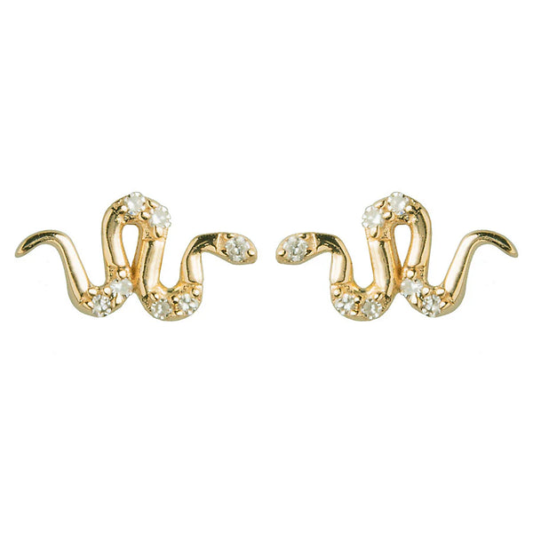 Mini Diamond Snake Stud Earrings