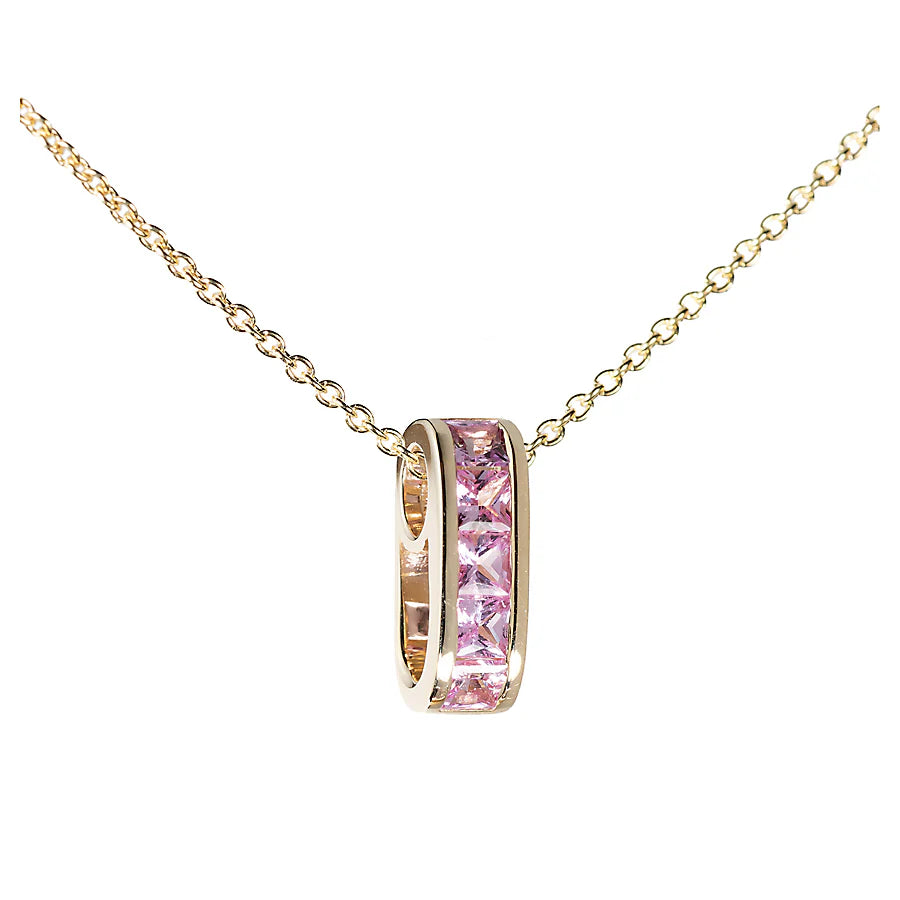 Mini Baguette Pink Sapphire Legend Link Necklace