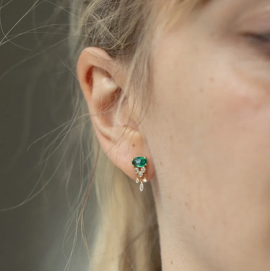 Emerald & Diamond Jellyfish Earrings
