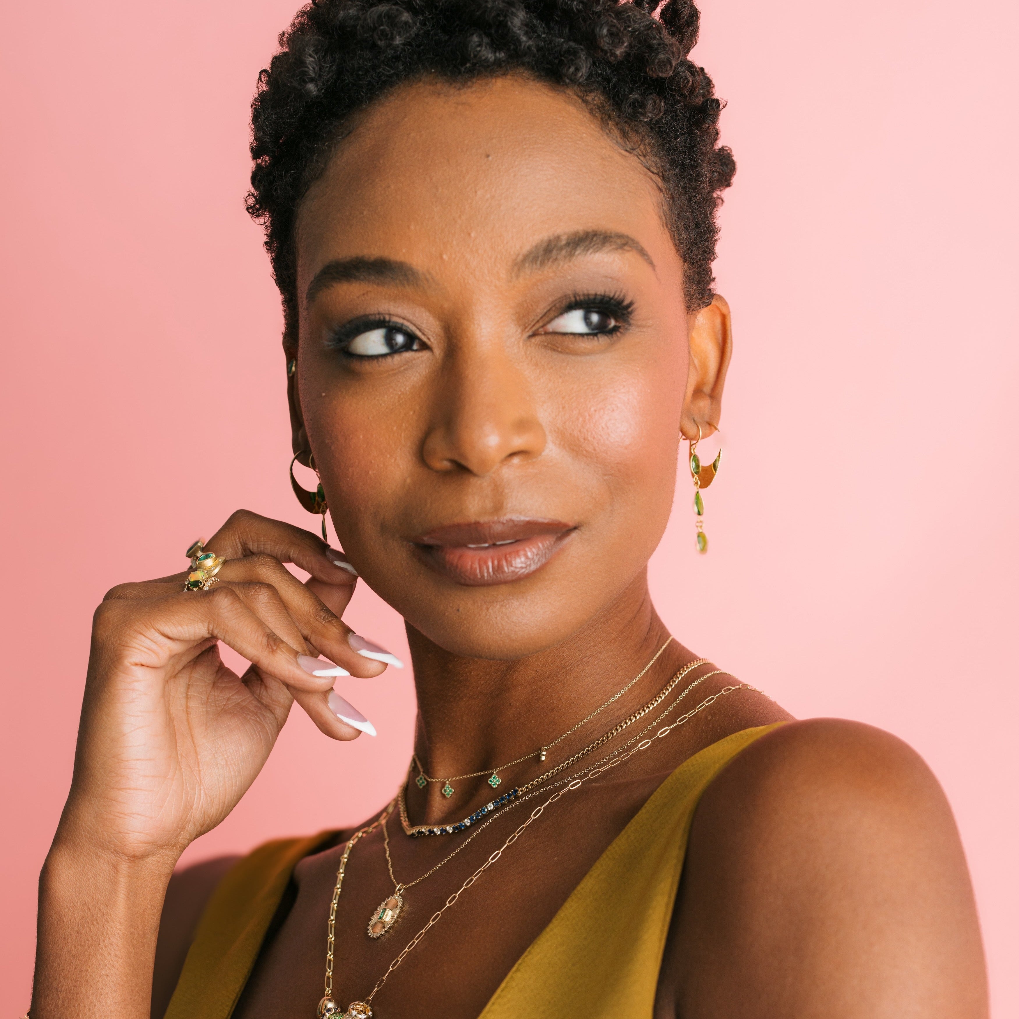 Flat Crescent Hoop Hook Earrings