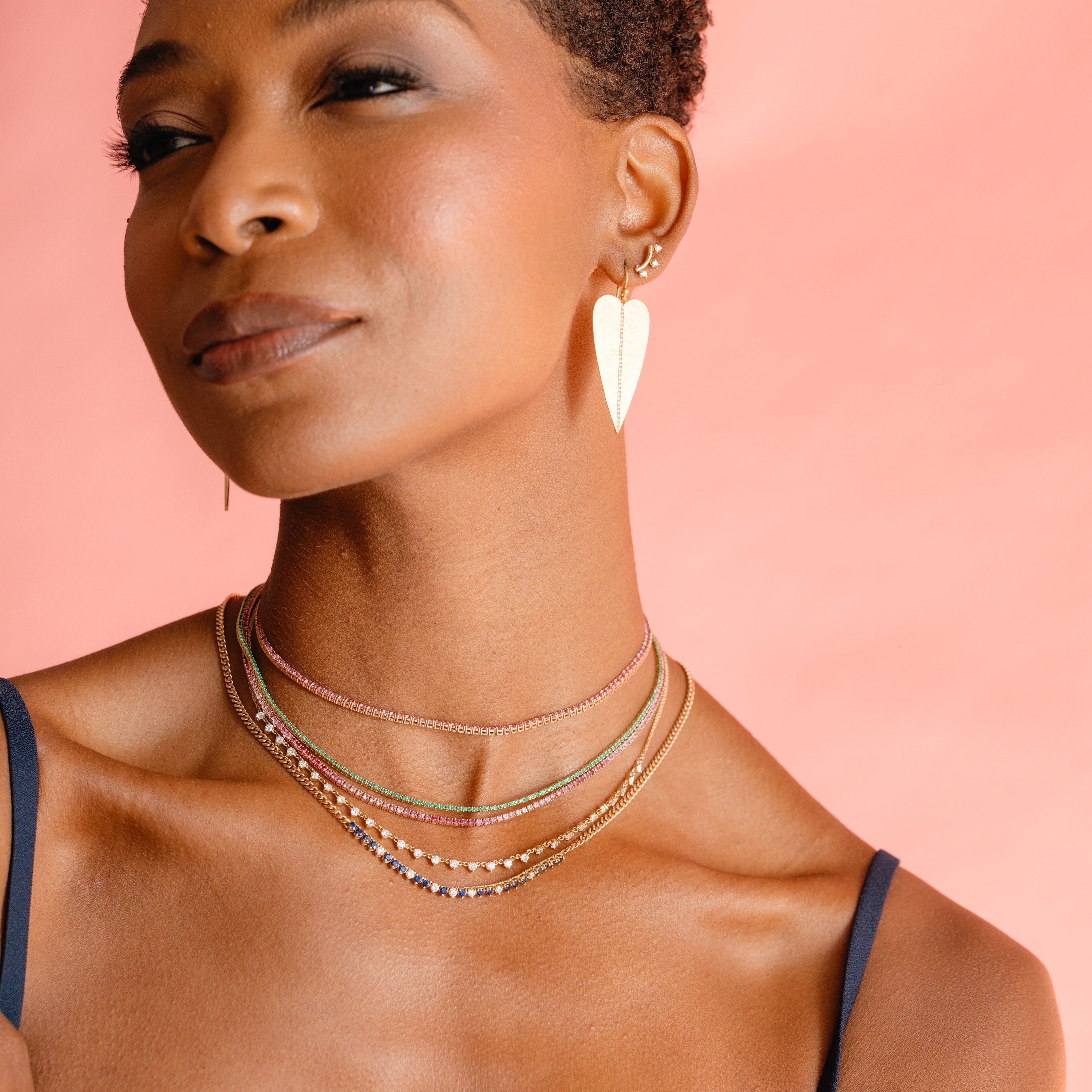 Ombré Pink Sapphire Tennis Necklace 5.97ct