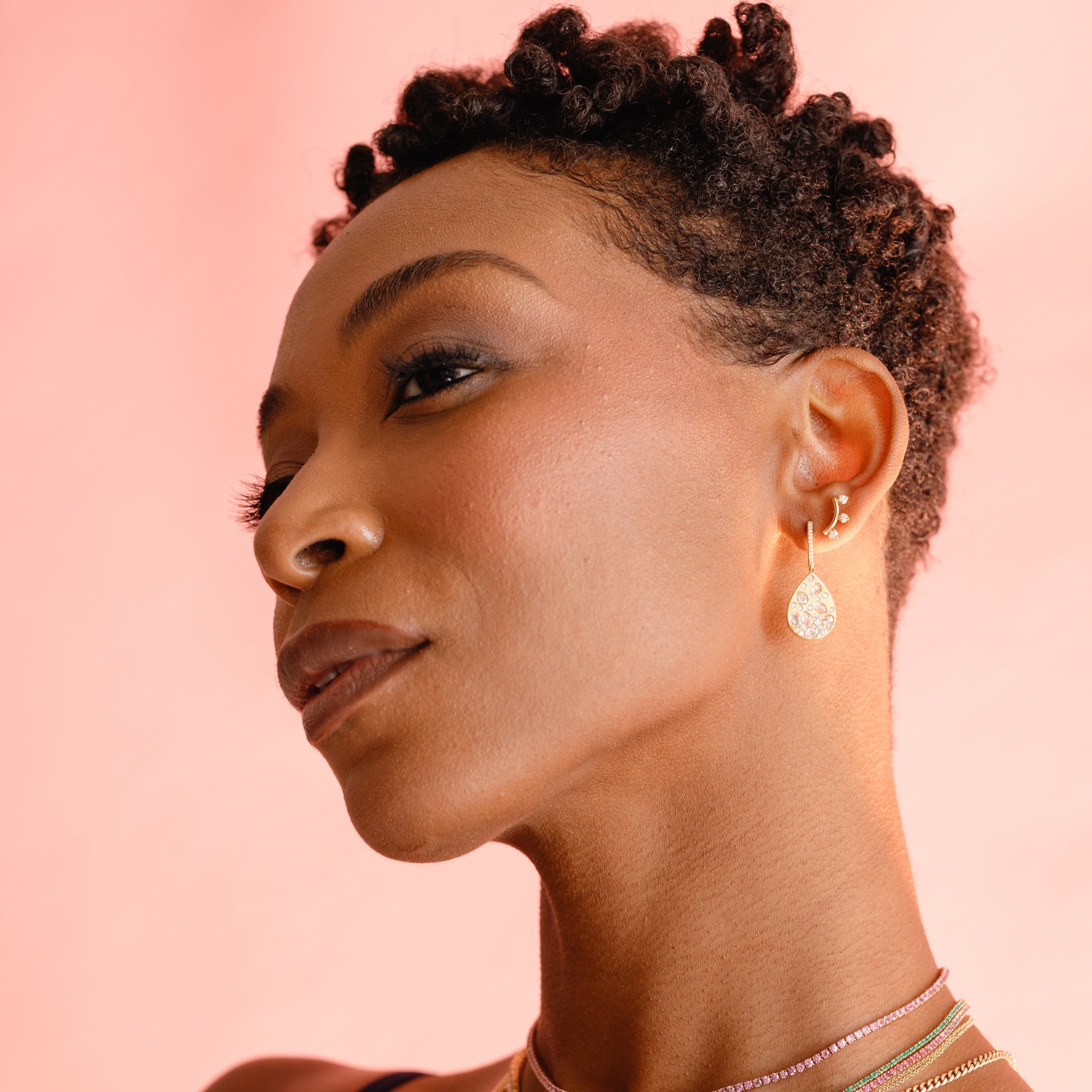 Scattered Rose-Cut Diamond Dangle Earrings