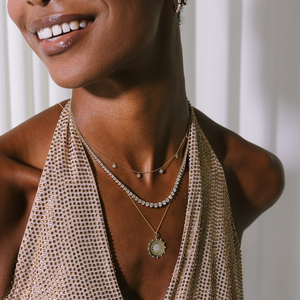 Bezel Diamond Drop Necklace