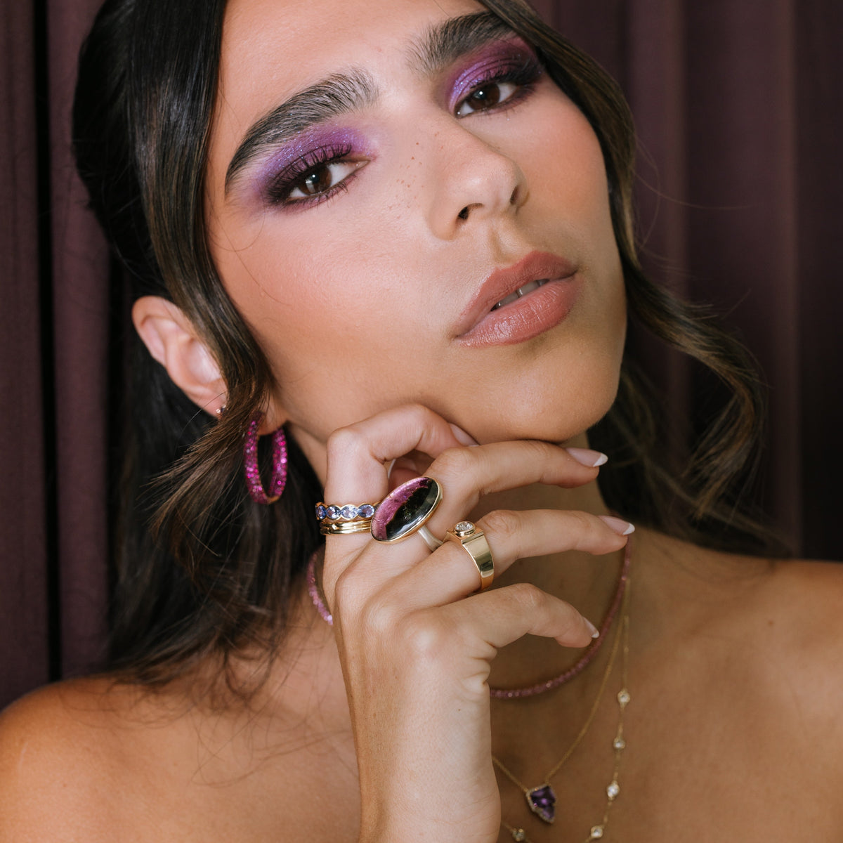 Pavé Ruby Hoop Earrings
