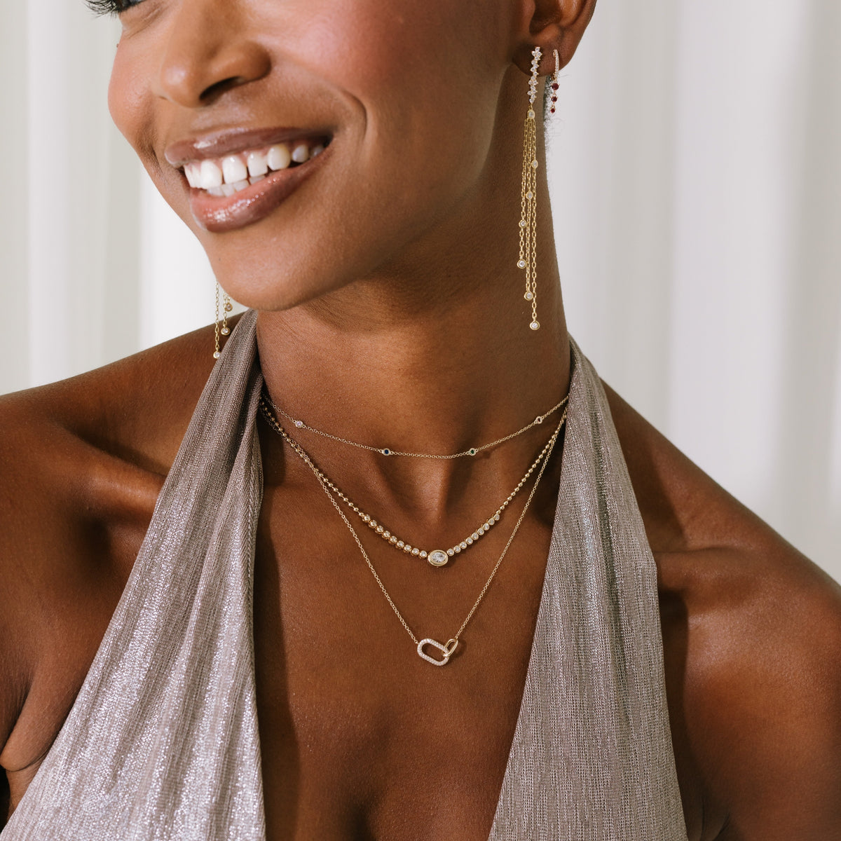 Bezel Multi-Gemstone By The Yard Necklace