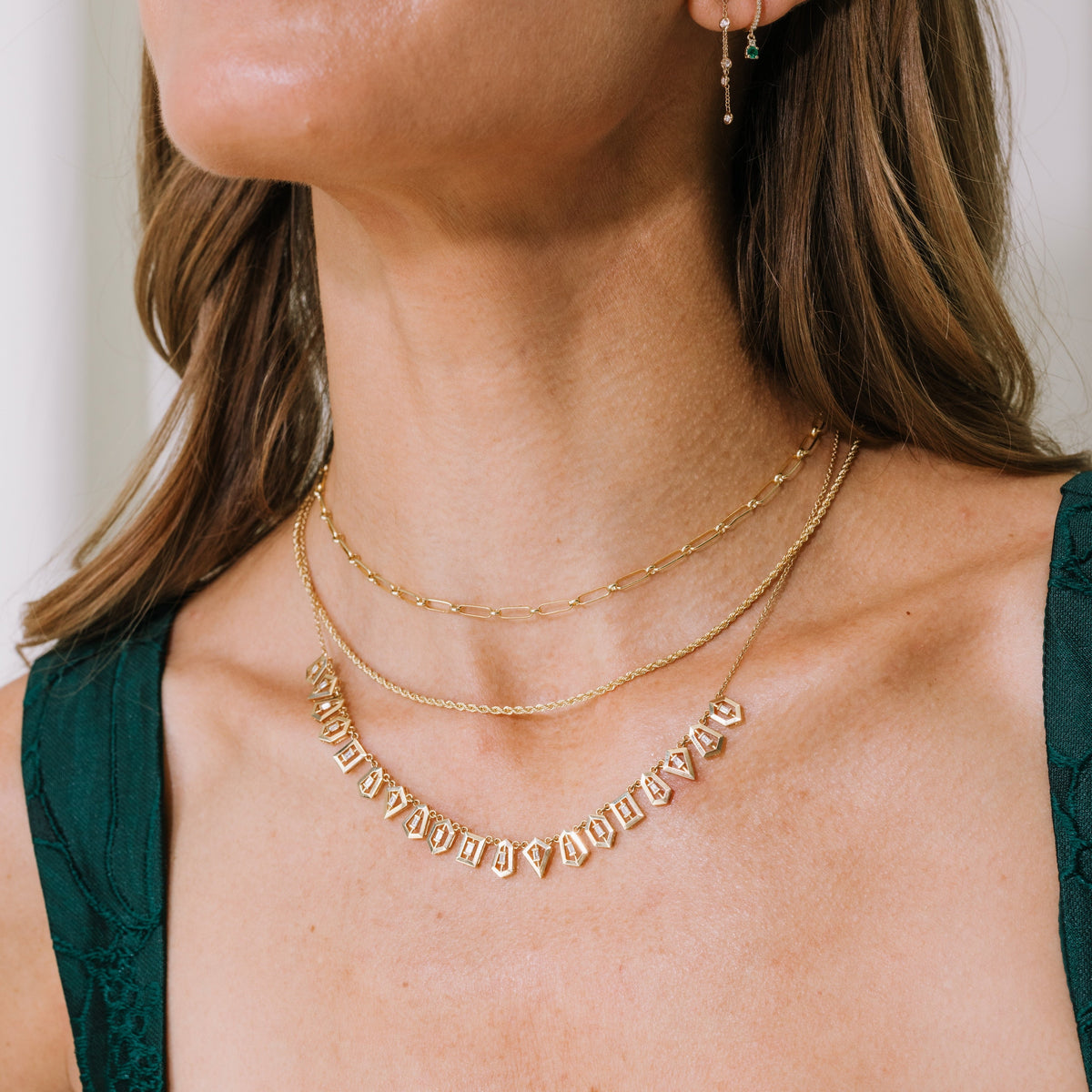 Deco Diamond Frame Necklace
