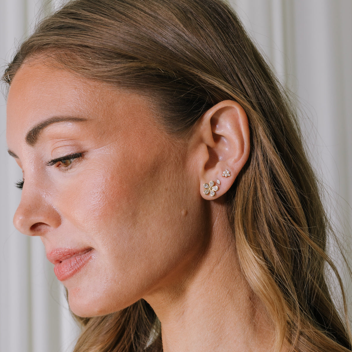 Diamond Flower Stud Earrings