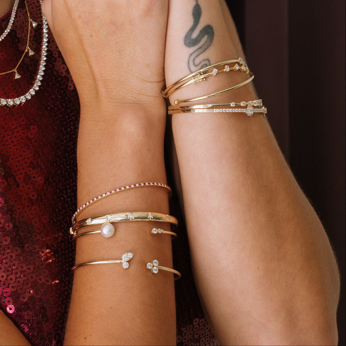 Diamond Trio & Illusion Pear Bangle