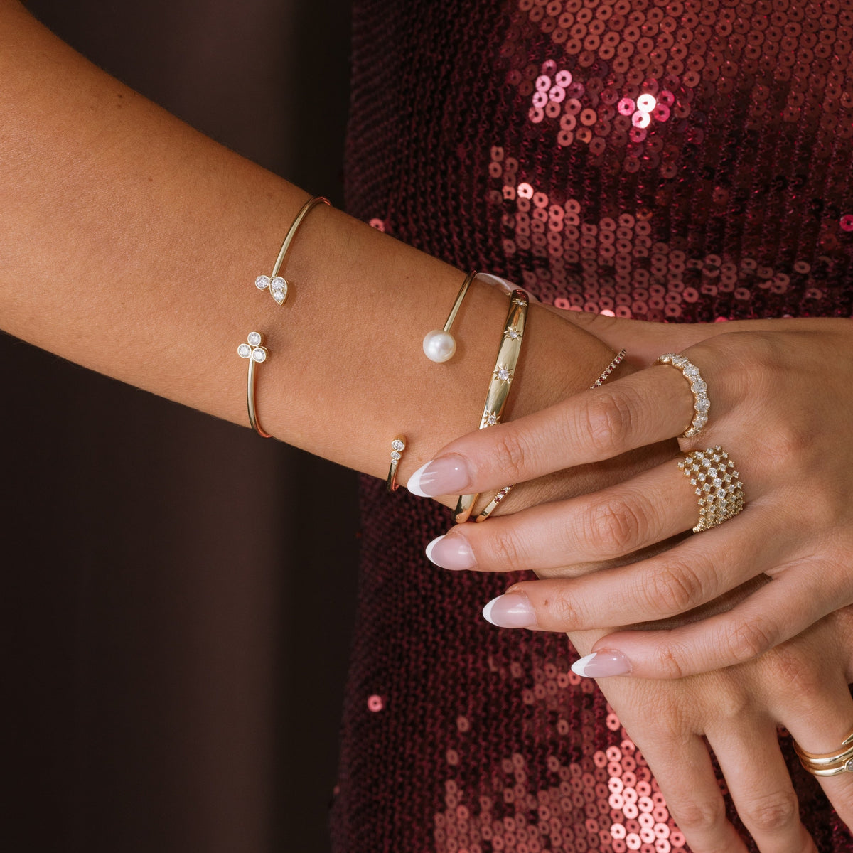 Pearl & Graduating Diamond Bangle