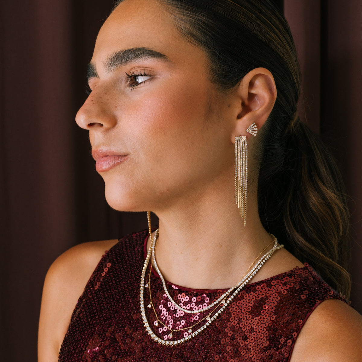 Diamond Waterfall Fringe Earrings