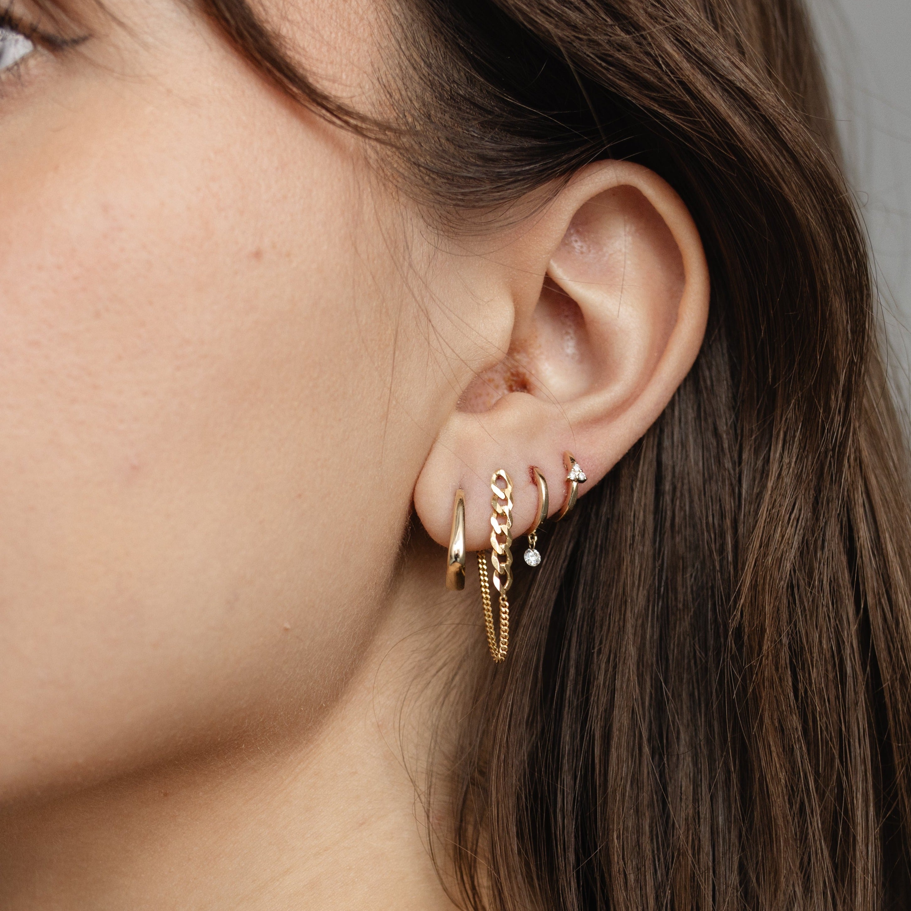 Floating Diamond Dangle Huggies