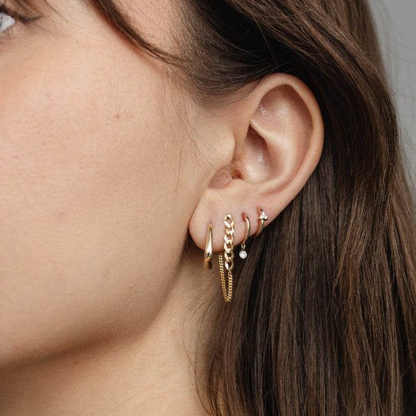 Floating Diamond Dangle Huggies