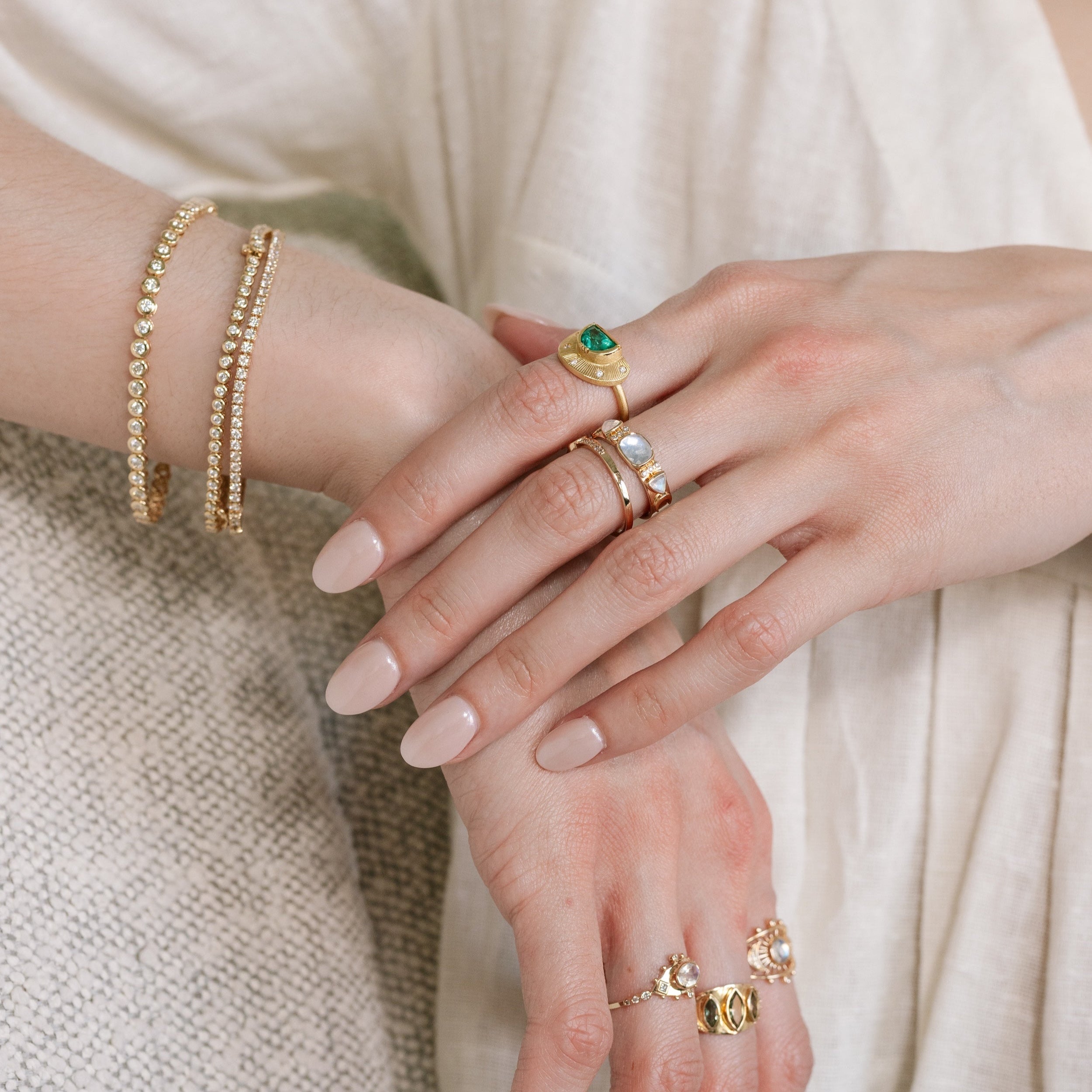 Moonstone & Diamond Totem Ring