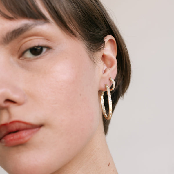 Oval Diamond Galaxy Hoops