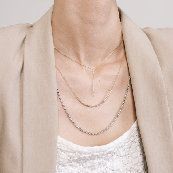 Diamond Bar Chain Lariat Necklace