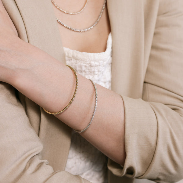 White Gold Bezel Diamond Half Eternity Bangle Bracelet