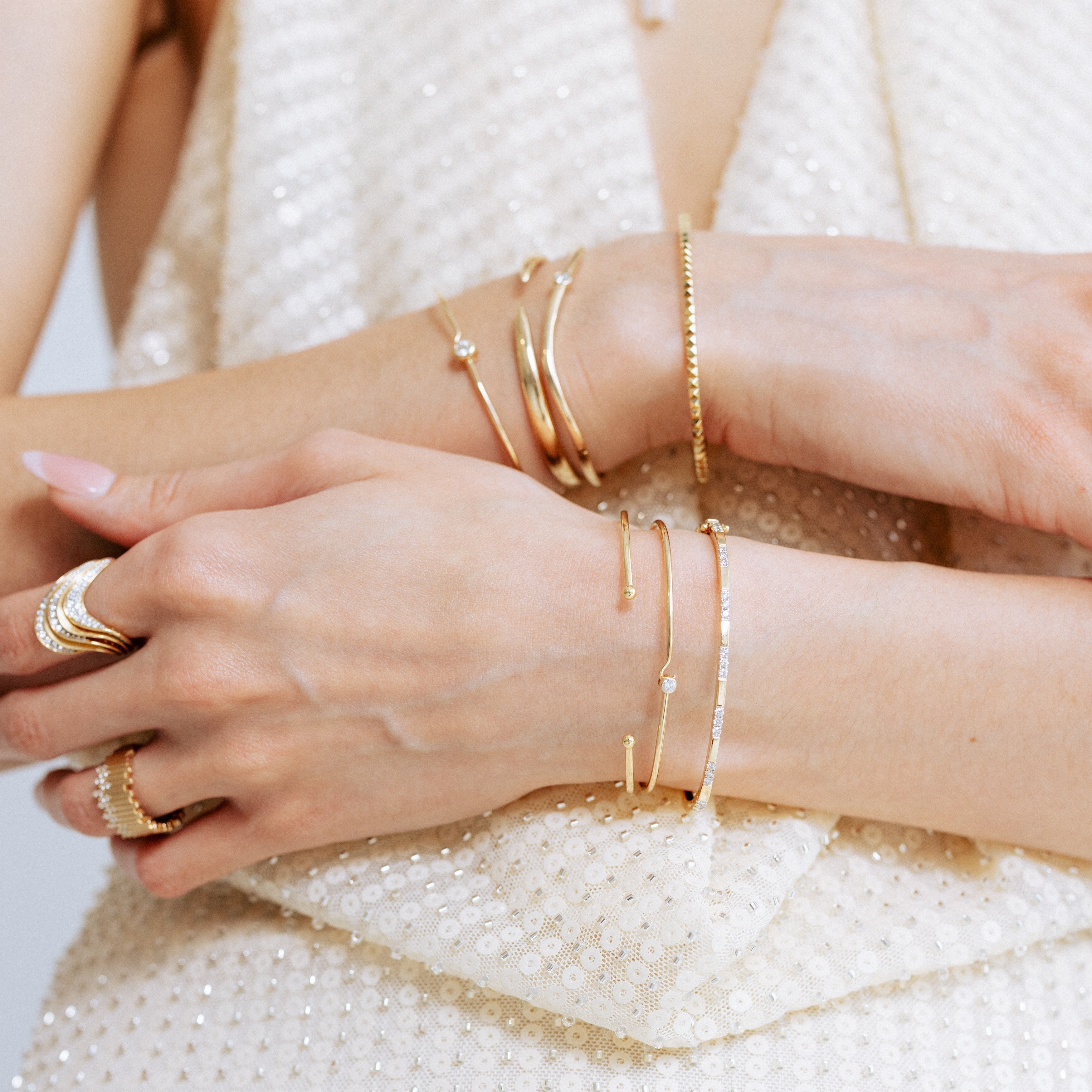 Beaded End Cuff Bangle