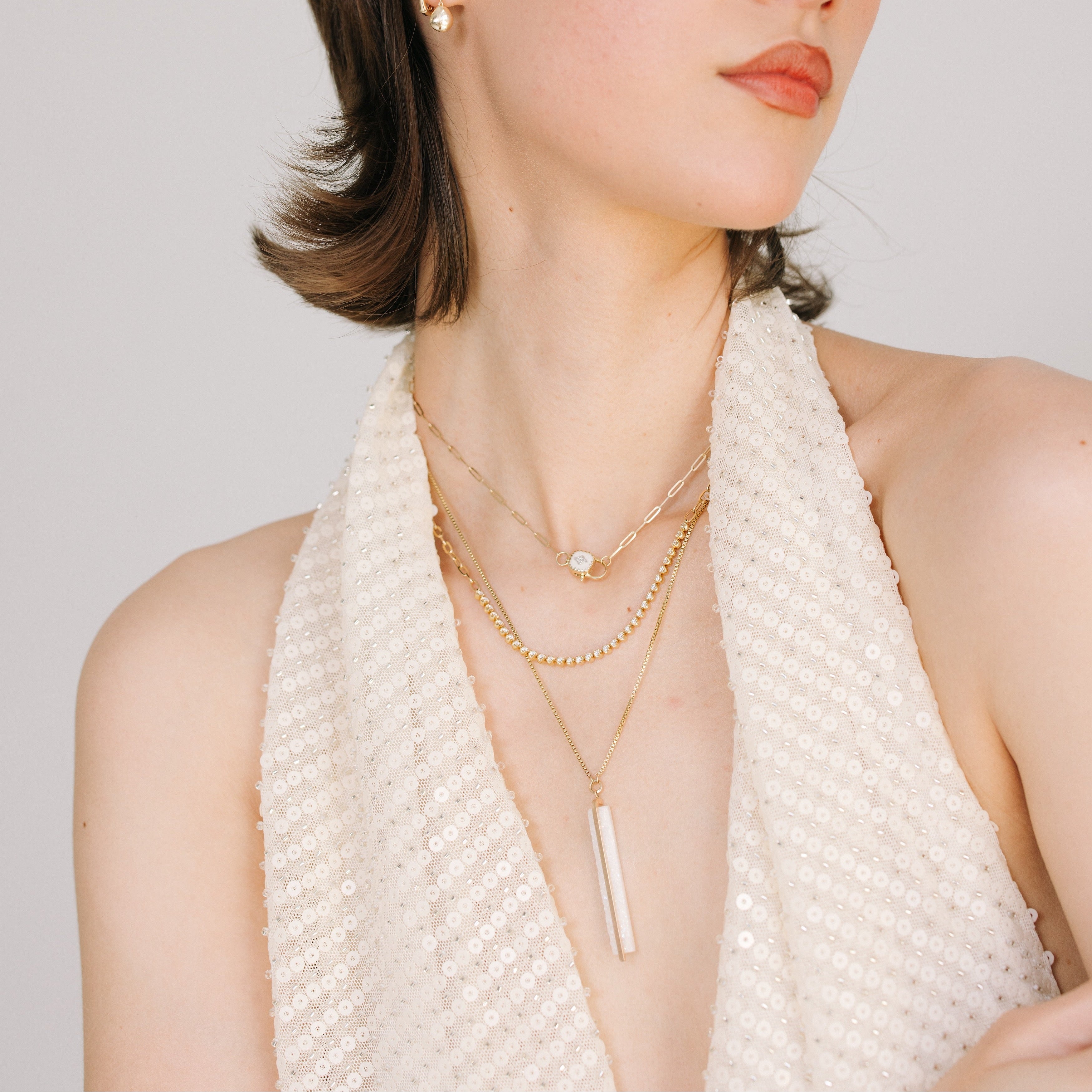 Ginger White Resin Necklace