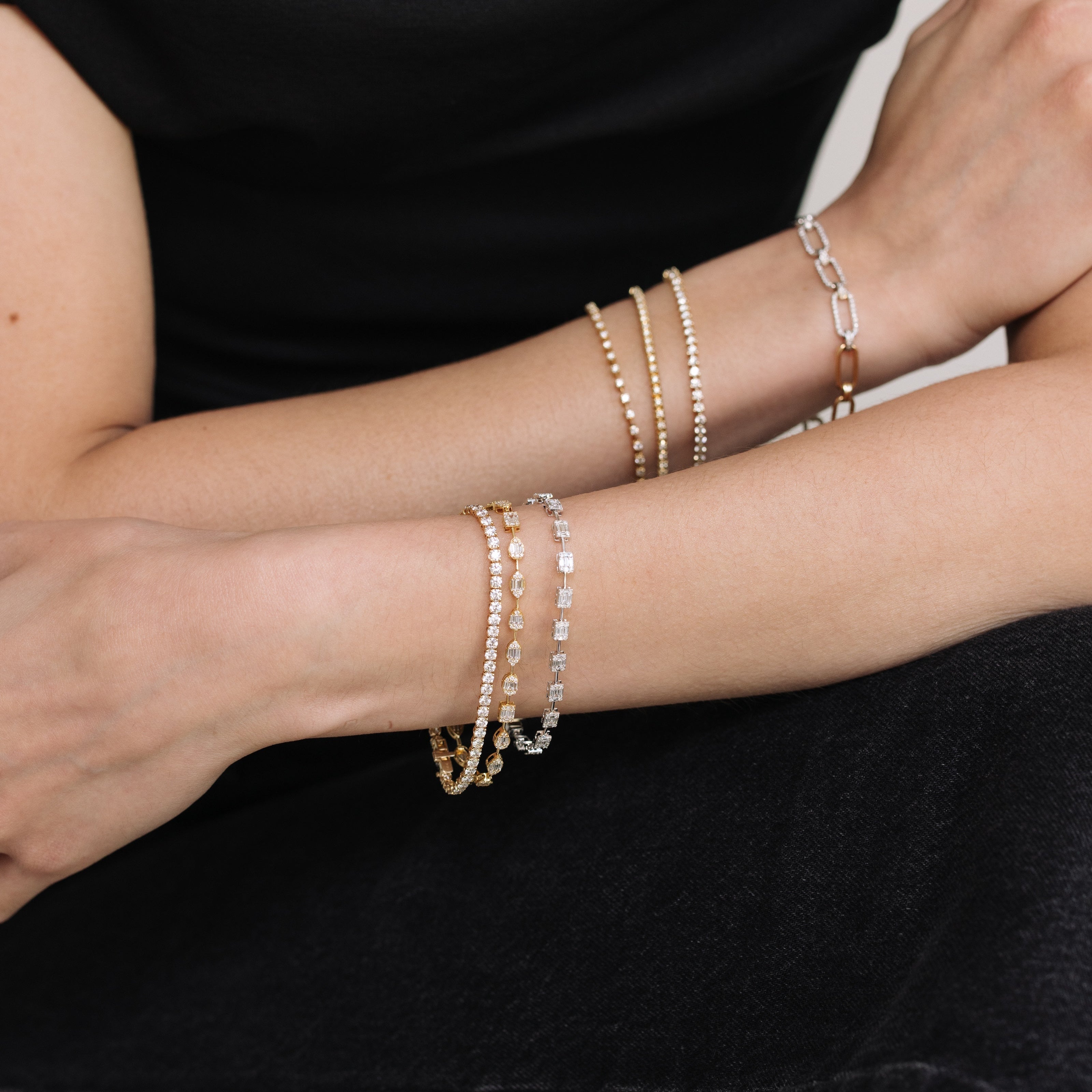 Multi-Shaped Illusion Baguette Diamond Tennis Bracelet 1.78ct