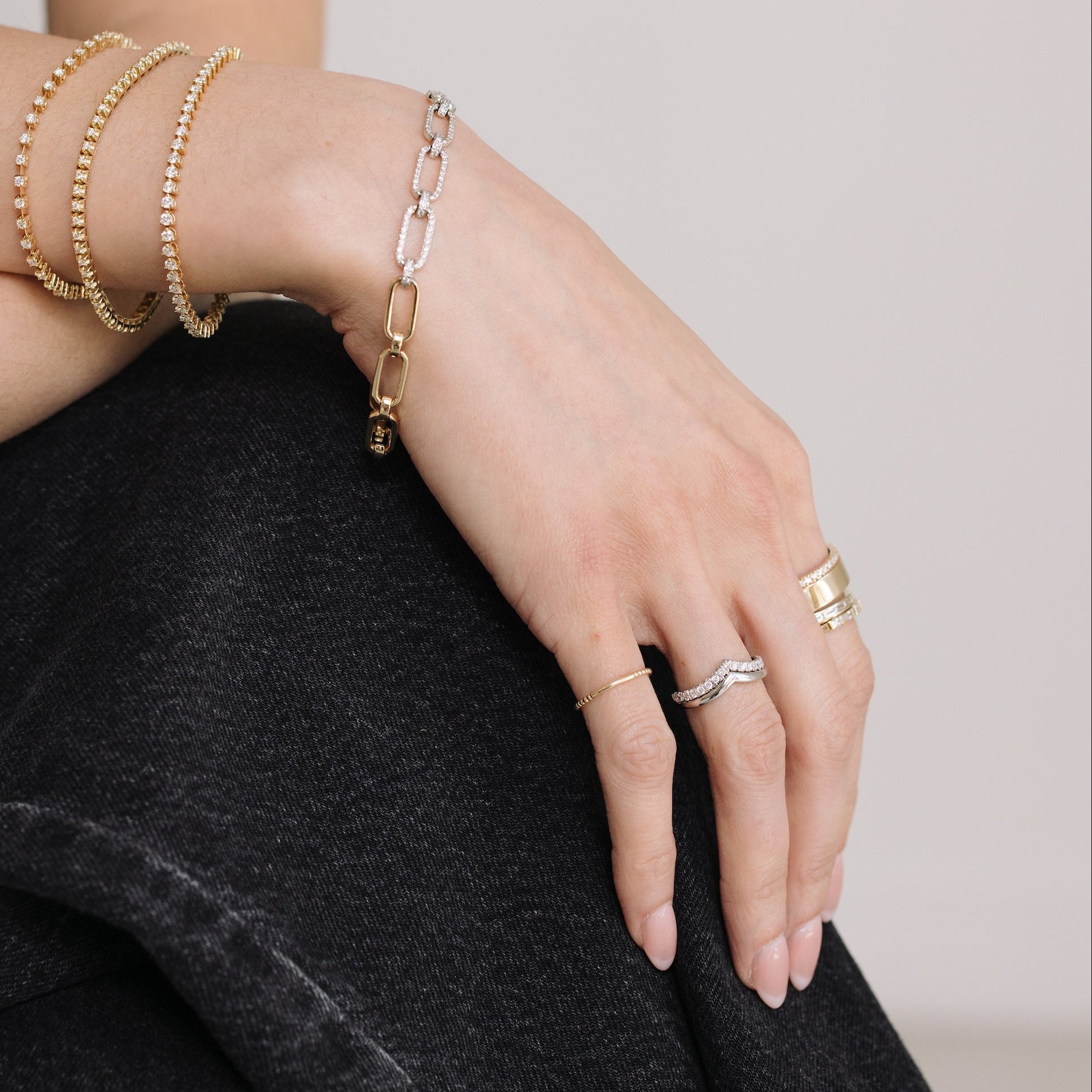 White Gold Diamond V Contour Band