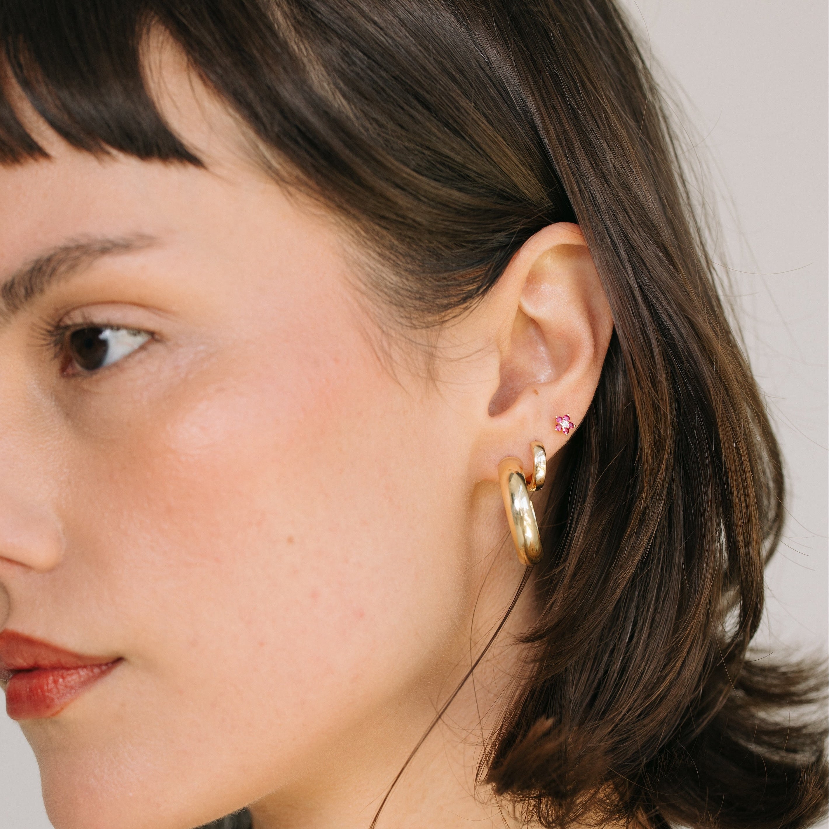 Ruby Flower Studs