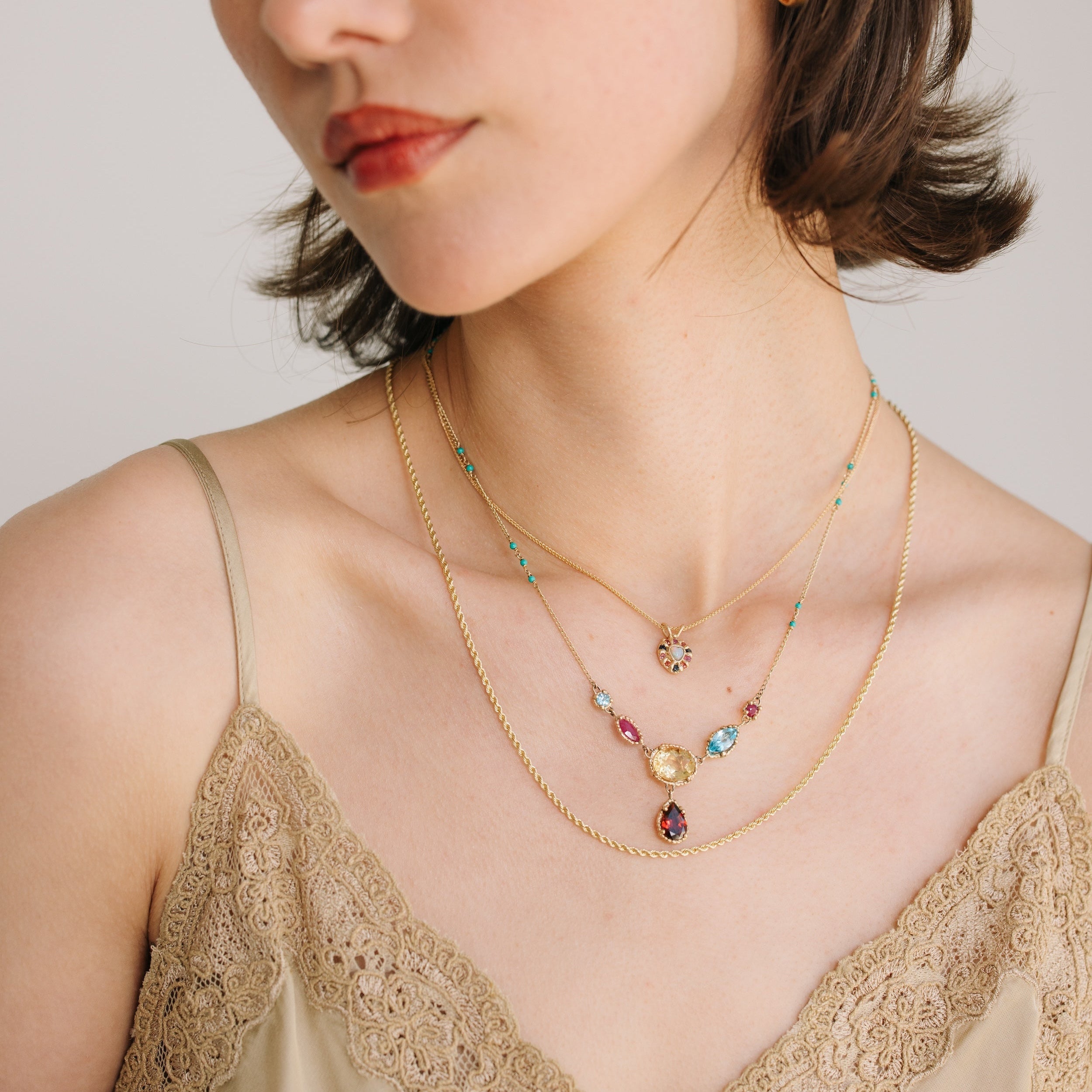 Gemstone Chandelier Necklace